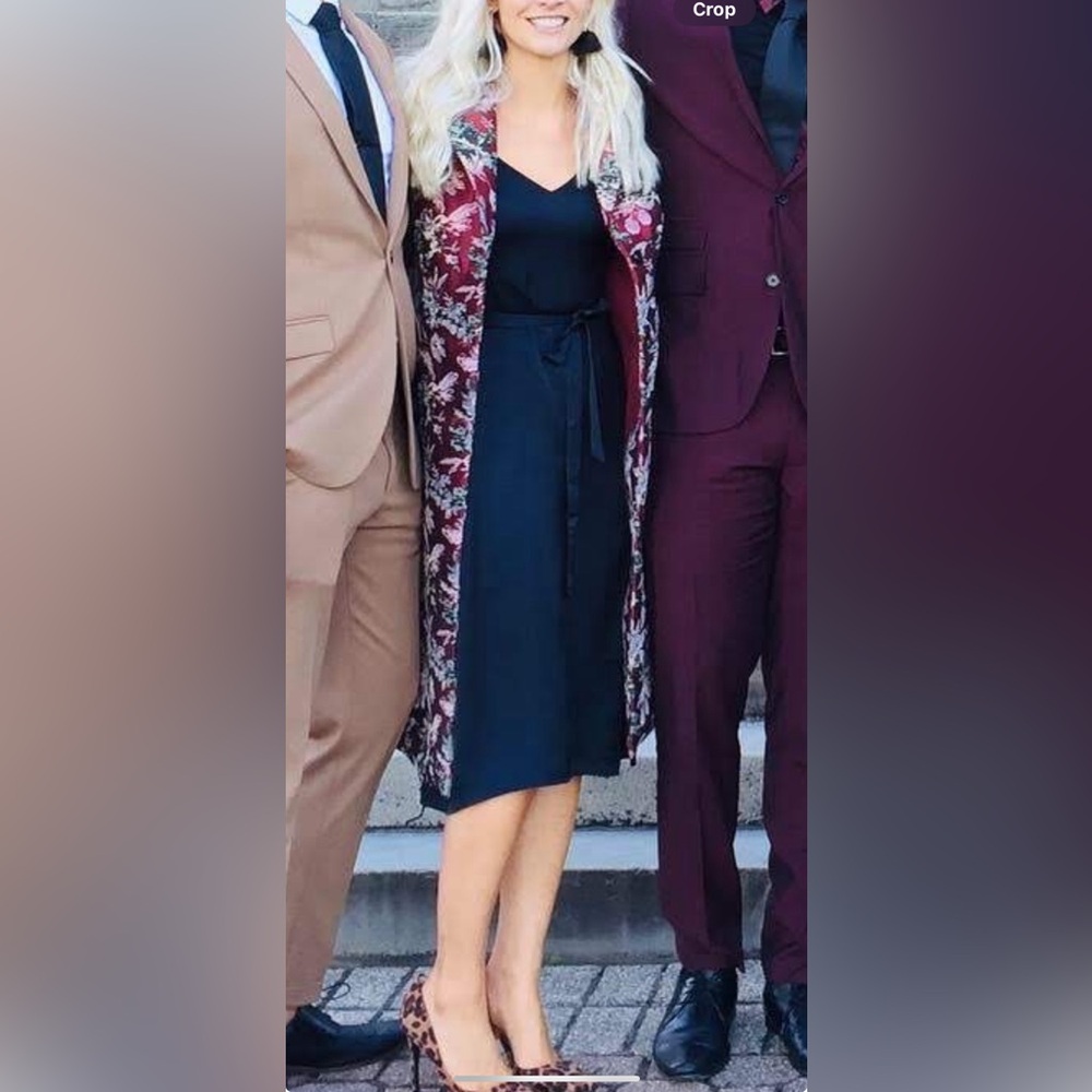 Vince Camuto Long Floral Brocade Coat
